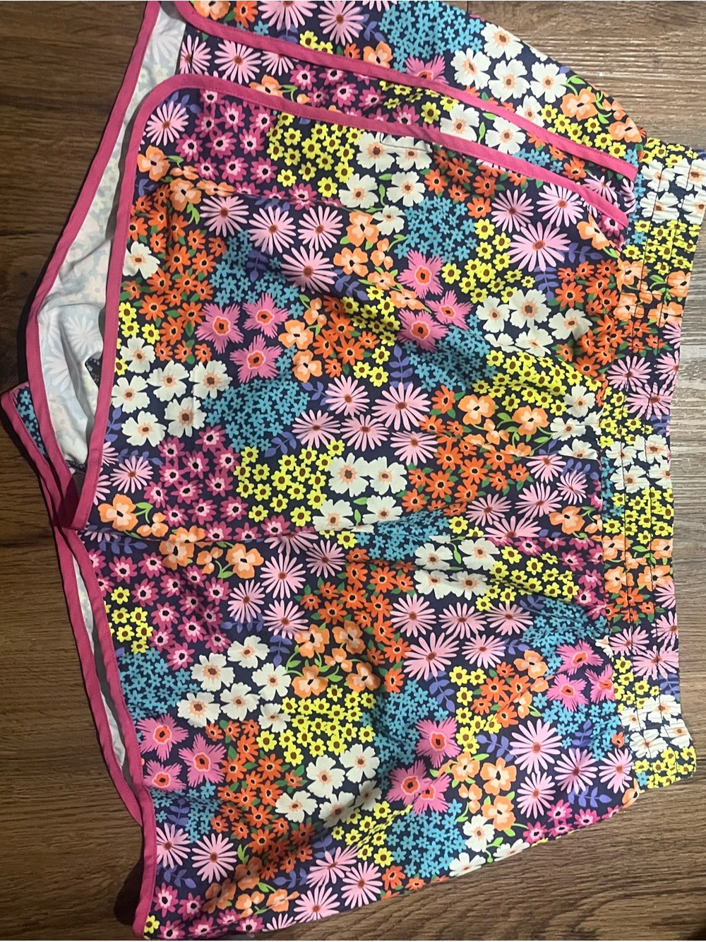 Girls Floral Active Shorts with Pink Trim